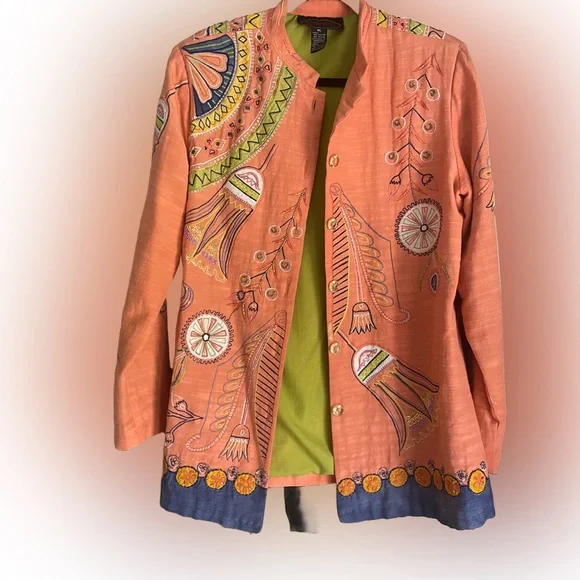Embroidered Peach Coloured Jacket - Picture 2 of 6